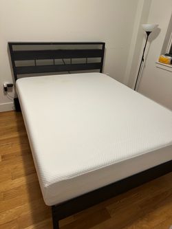 Queen Bed Frame with Storage Headboard and LED Lights