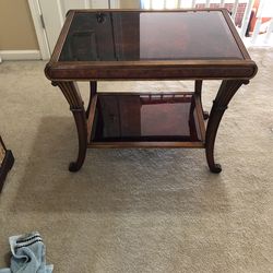 End Table- Wood And Glass