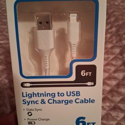 New Lightning To USB Sync & Charge Cable 6ft iPhone,,iPAD, iPOD
