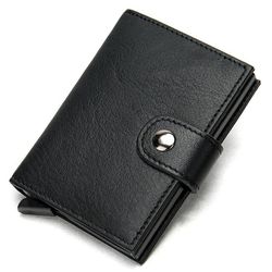 Cool RFID Black Leather Men's Card Holder Card Bifold Small Wallet For Men