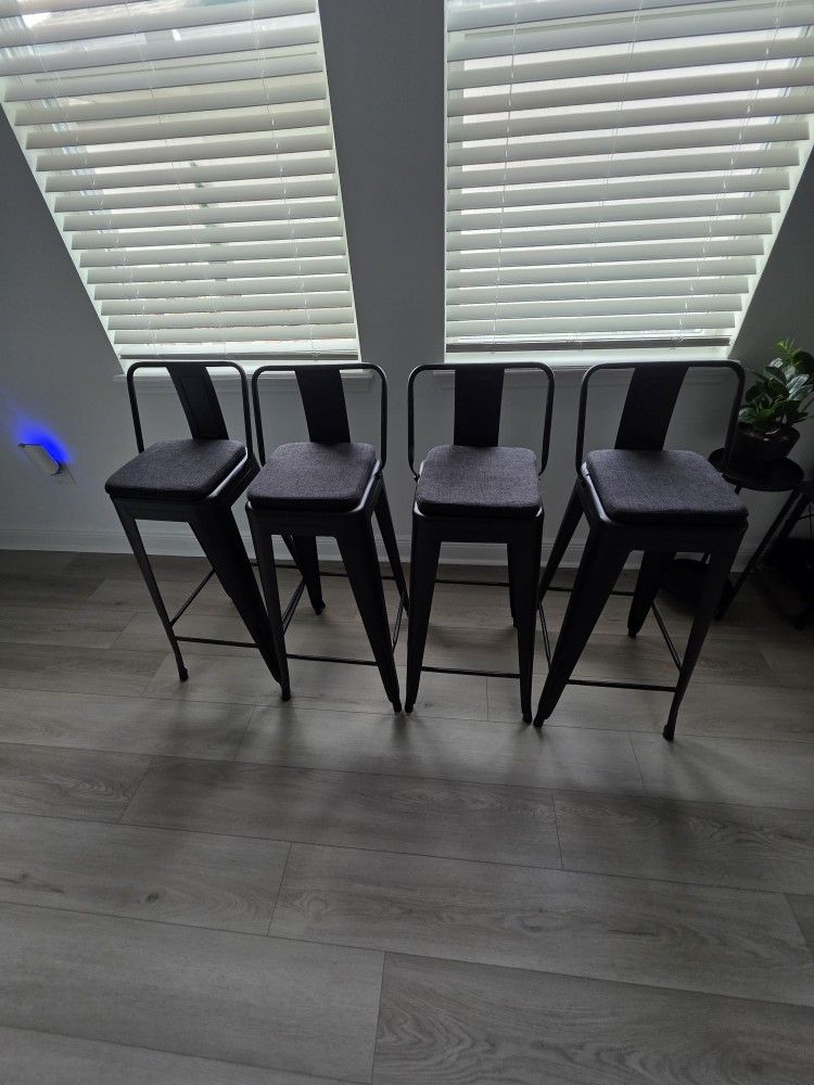 4 Metal Stools With Cushions