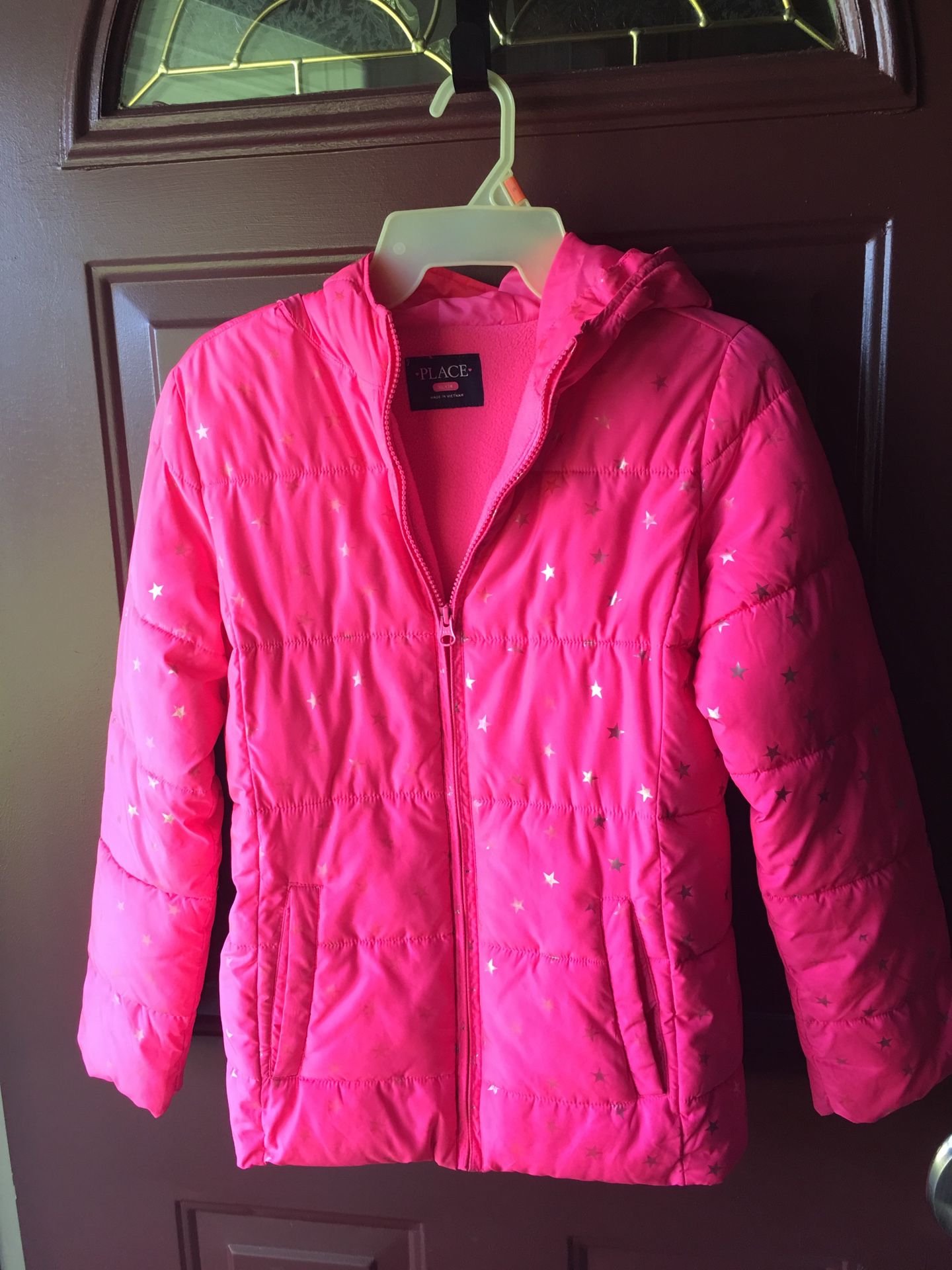 Hot Pink with Stars Girls Winter Coat Size XL 14