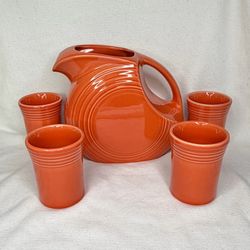 Fiestaware PERSIMMON Pitcher & Tumbler Cups Set 5 Fiesta Homer Laughlin
