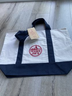 Trader Joe Navy Blue Reusable Tote Bag