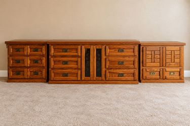 4-Piece Solid Wood Furniture Set – TV Stand, Dresser & Matching Cabinets