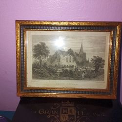 Old British Lithograph Of Erith Church Kent