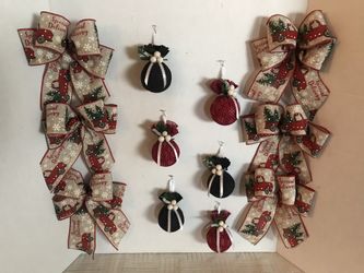 Christmas ornaments and bows set 4