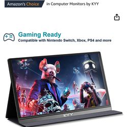 15.6” Portable Monitor For Gaming, Movies, Phone