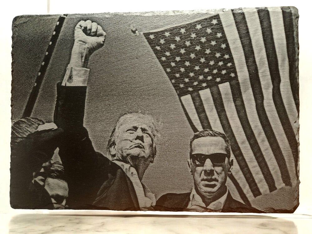 13"x9" Iconic Trump Photo Engraved Slate