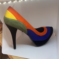 Funky Block Color Heels 
