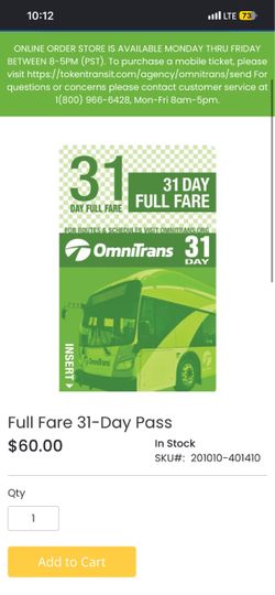 31 day bus passes