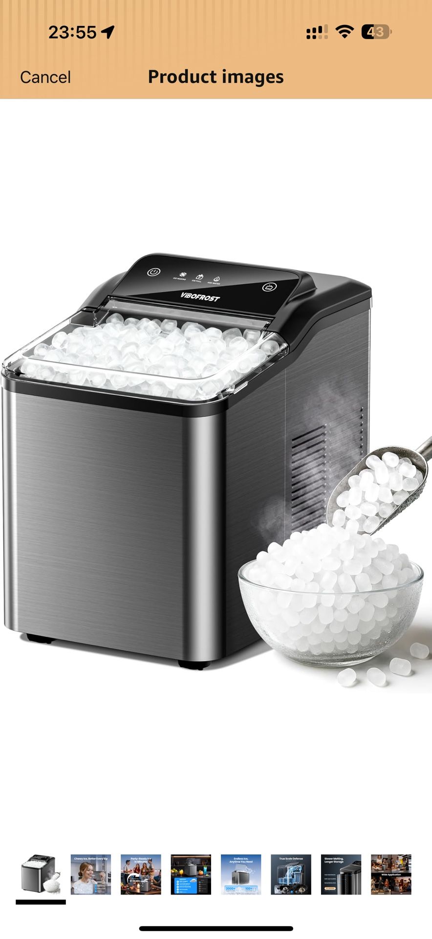 Nugget Ice Maker Countertop – Premium Stainless Steel, Chewable Sonic Ice, 2000+ Ice Pellets Daily, Ready in 6-10 Minutes, Self-Cleaning & Innovative