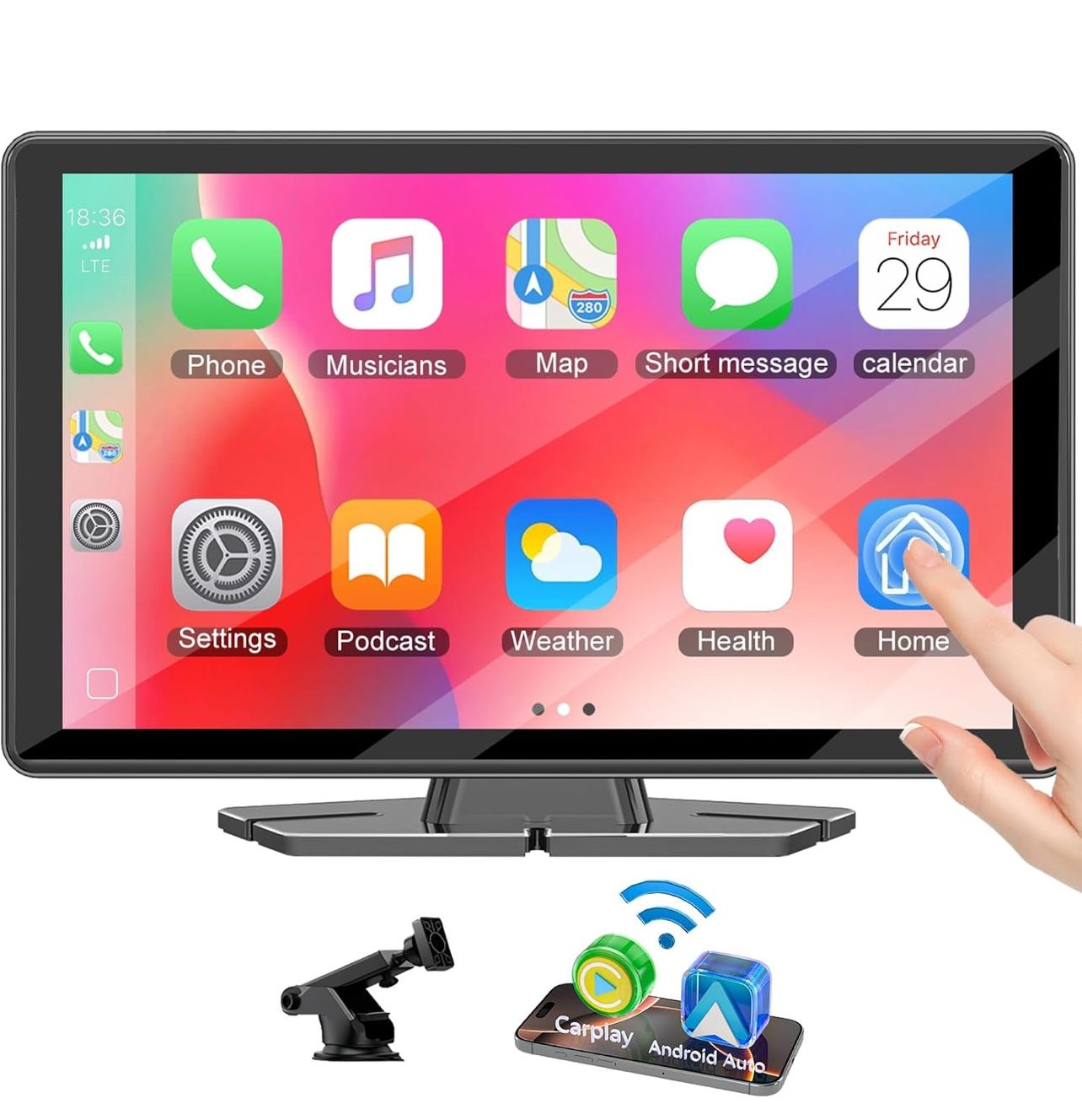 Carplay Screen for Car,7" HD IPS Wireless Portable Car Stereo for Apple Carplay &Android Auto,Car Audio Receivers Touch Screen Car Play with GPS Navig