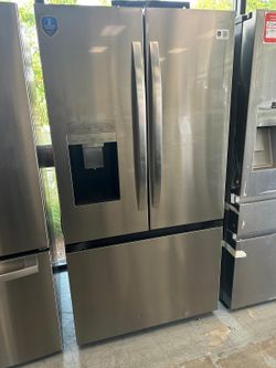 Midea Standard-Depth OneTouch Autofill 28.9-cu ft 3 -Door Smart Compatible French Door Refrigerator with Dual Ice Maker with Water and Ice Dispenser