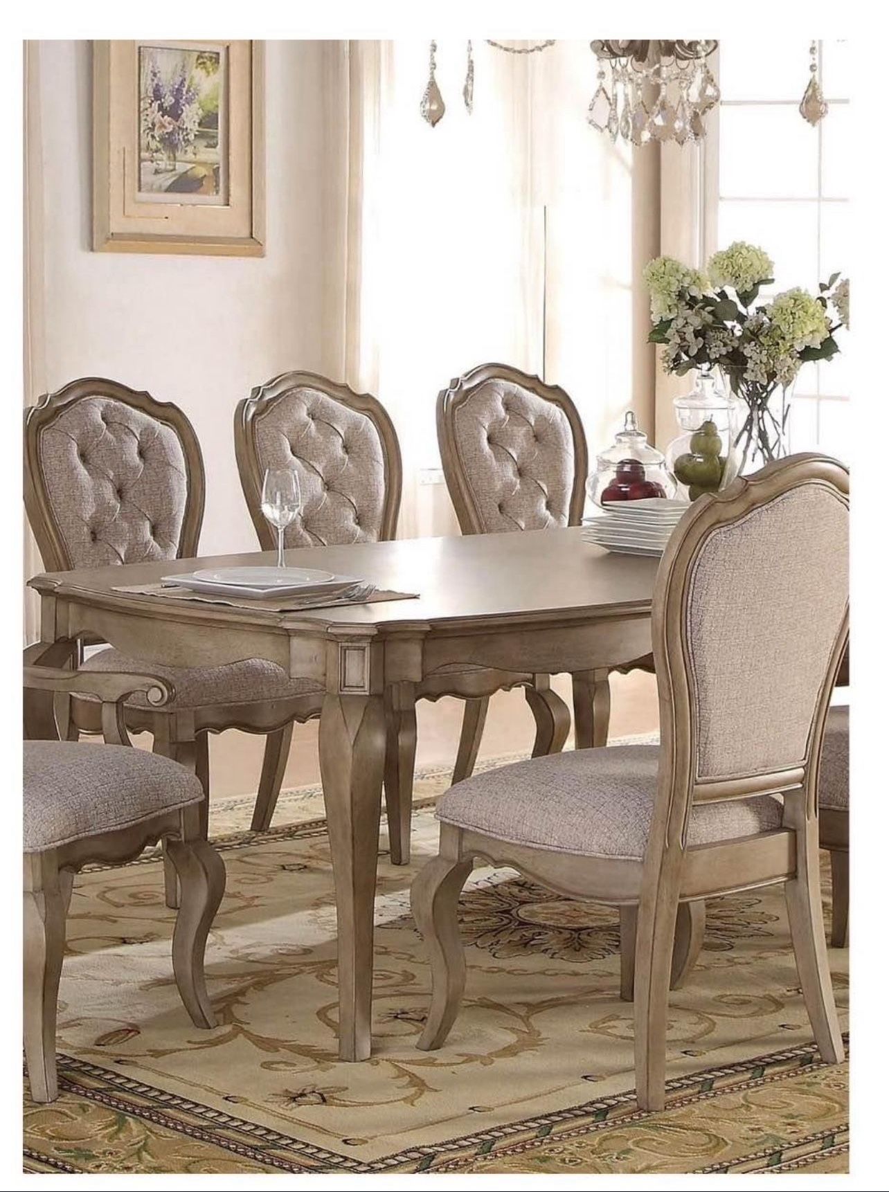 Brand New Dining Table Antique Taupe Furniture 76" - 94"W x 44"D x 30"H - 154lbs Take Now With Down Pay Biweekly, Monthly, New in Box