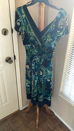 Beautiful Multi Color Dress With Plunging Neckline Front And Back