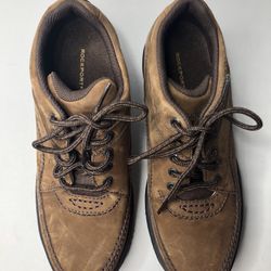Rockport Brown Leather LaceUp Walking Comfort Sneakers Shoes Women Sz 7.5 US/38