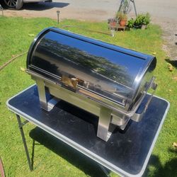 Covered chaffer pan, with lid and 5 insert pans with lids