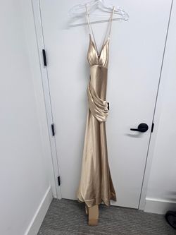 Gold Satin Cinderella Divine Mermaid Gown- NWT – Size Small (Style CH236) – Elegant & Fitted