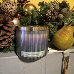 New SWEET WHISKEY 3 Wick Candle BATH AND BODY WORKS Limited Edition 