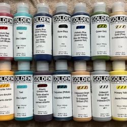 GOLDEN FLUID ACRYLIC PAINT BOTTLES