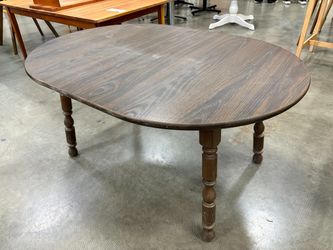 Oval Dark Finished Dining Table with Turned Legs and Extension Leaf