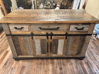 “Rustic reclaimed wood” kitchen island bar +3 matching stools