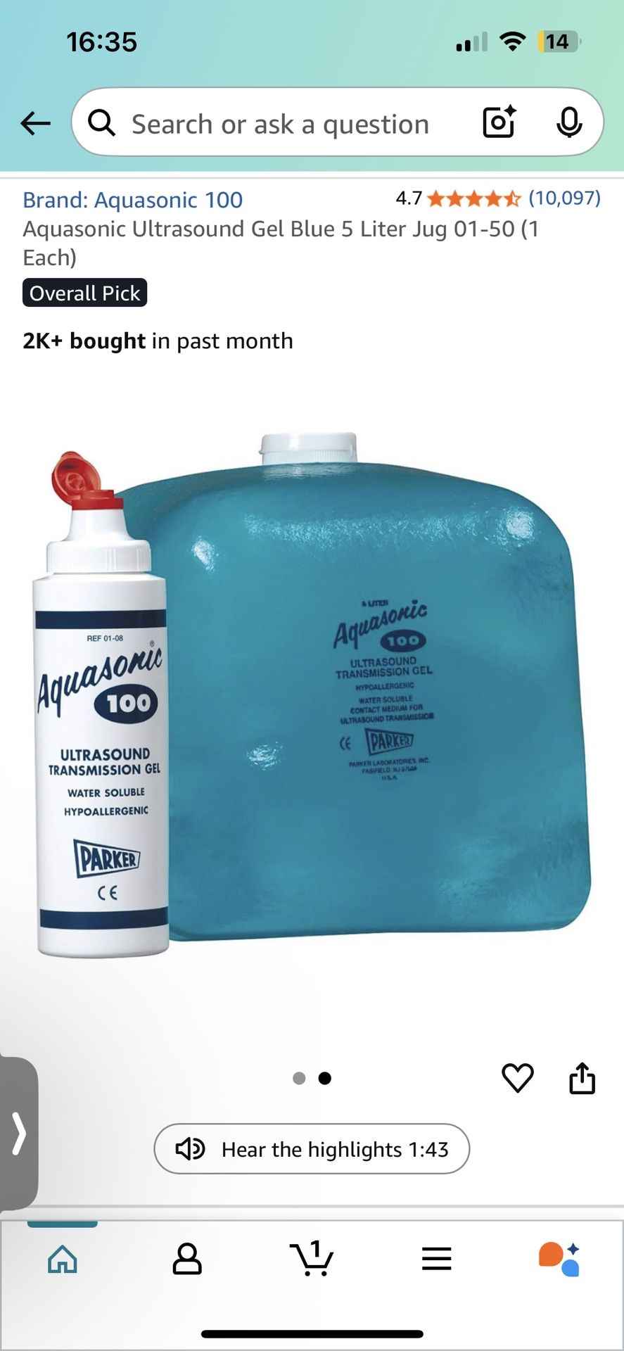5 Gallon Aquasonic Ultrasound Gel