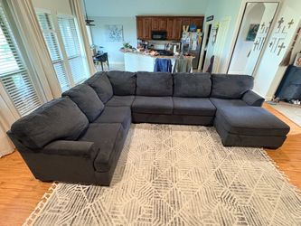 Large Dark Blue Sectional Sofa with Chaise