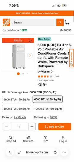 BRAND NEW Vissani 6,000 BTU Portable Air conditioner