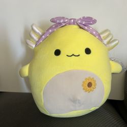 Squishmallow Easter 2025 Treyton the Axolotl 12 inch w/ Headscarf and Sunflower