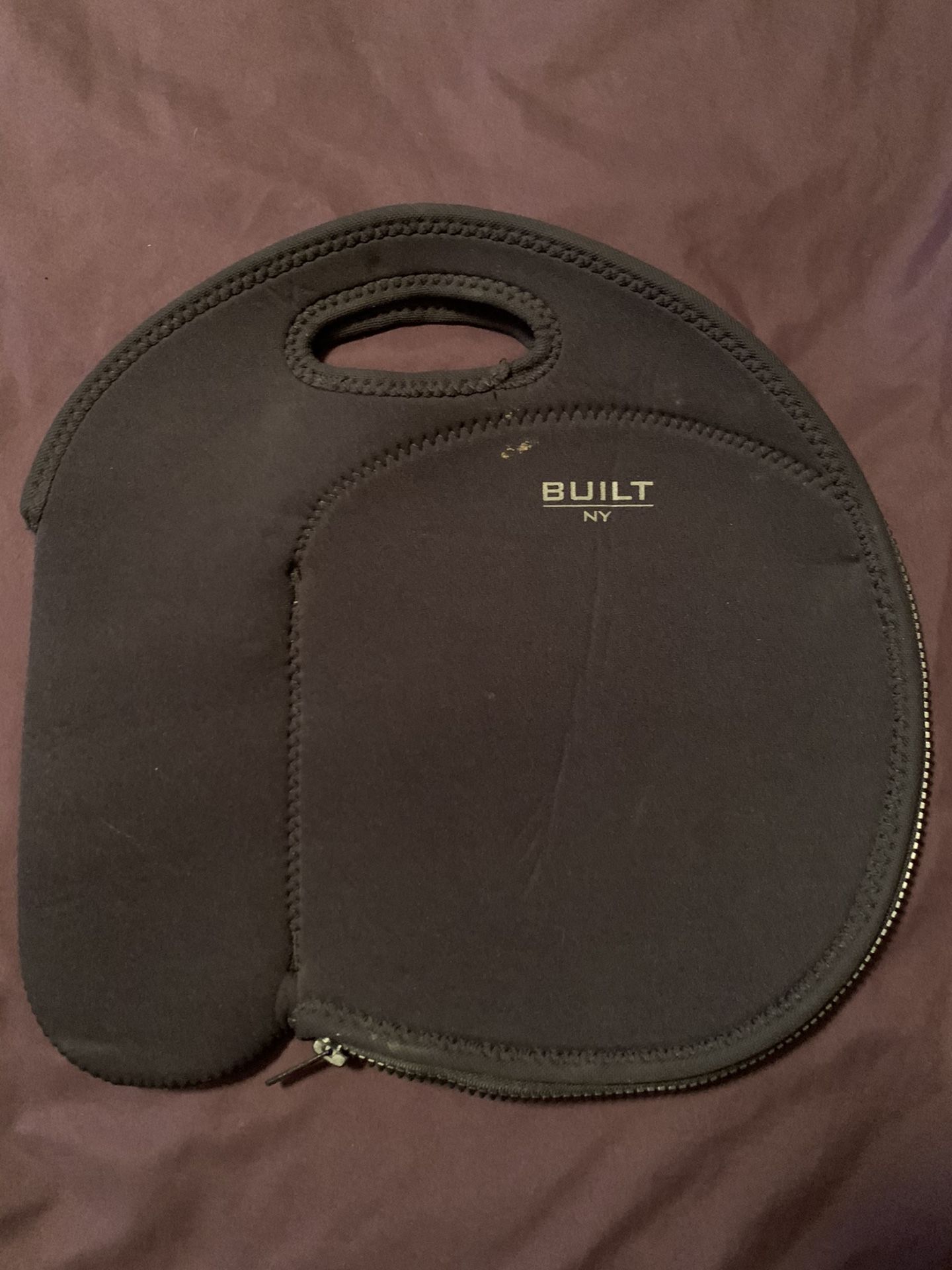 Original Built NY Neoprene BYO Lunch Bag Black Sandwich & Bottle Compartments