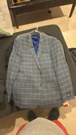 Men's Blue Windowpane Stretch Blazer And Grey Tommy Hilfiger Blazer