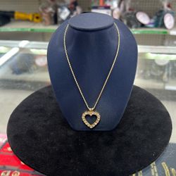 Diamond Heart Pendant Chain 14K 8.6grams 22in