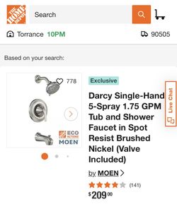 Moen “Darcy” Brushed Nickel Shower/Tub Fixture