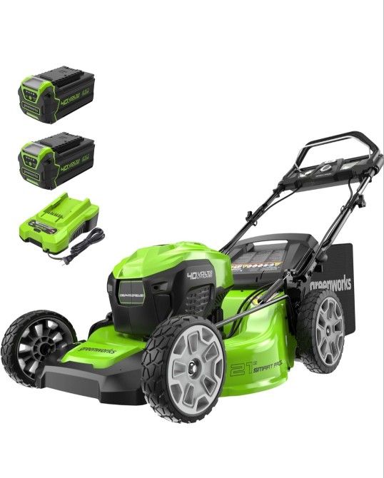 Greenworks 40V 21" Brushless Cordless (Smart Pace / Self-Propelled) Lawn Mower (75+ Compatible Tools), (2) 4.0Ah Batteries and Charger Included

