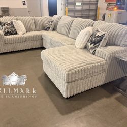 Gorgeous Silver Oversized Fluffy Sectionals