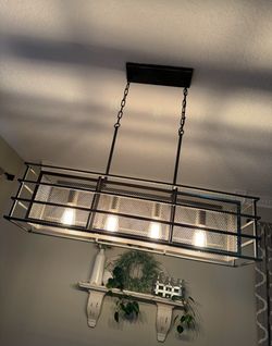 EDISLIVE 4-Light Black and Dark Grey Industrial Linear Led Hanging Kitchen Island Light