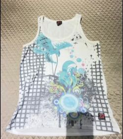 Pistol Pete Graphic Tank Top Men’s White Blue Designer Clubwear Y2K Size Medium