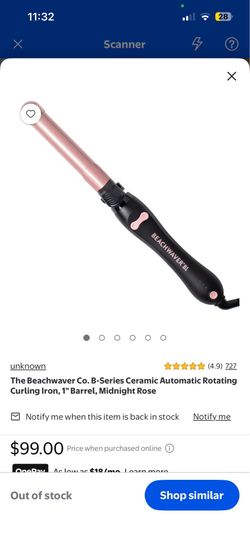 The Beachwaver Co. B-Series Ceramic Automatic Rotating Curling Iron, 1" Barrel, Midnight Rose