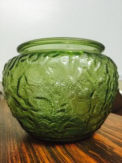 Green depression glass bowl