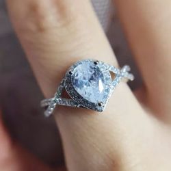 Diamond Silver Ring 925 Sz 9