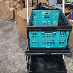 Tool cart 29.9 in. 200 lbs Multi Functional Collapsible Carts with 1 Storage Crates, Blue $50