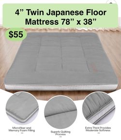 New 4” Twin Japanese Floor Mattress 78” x 38”