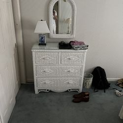 Wicker Chest And Mirror 