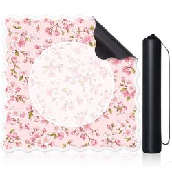 31.5" x 31.5" Pink Floral Mahjong Mat for Table, Chinoiserie Mahjong Table Covers with Carrying Bag, Non-Slip Noise Reduction Game Tables Cover for Po