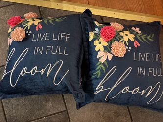Live life in bloom flower throw pillows