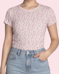 Pink floral baby tee with small floral print