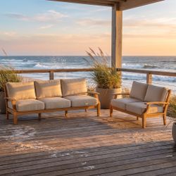 New Grade-A Teak 2-Piece Outdoor Sofa and Loveseat Set - Mila by JRS Patio - San Diego