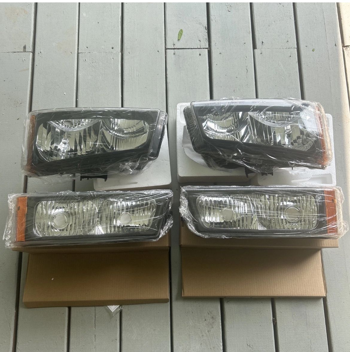 Headlights + Fog Lights Fit For 03-07 Chevy Silverado/Avalanche